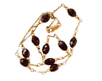Garnet Necklace 14K Gold Filled Chain, Natural Faceted Garnet