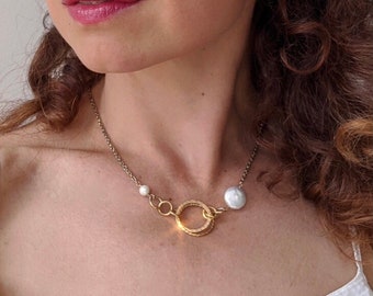 14K Gold Filled Interlocking Freshwater Pearl Necklace