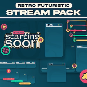 Retro Futuristic | Stream Pack, Stream Overlay, Webcam Overlay, Twitch Alert, Screen Overlay