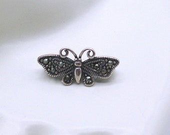Sterling Butterfly connector, Marcasite set stones has 7 holes for a multi strand bracelet or necklace