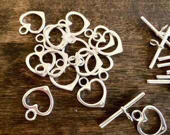 Sterling Silver Heart toggles, set of 15 below wholesale priced!