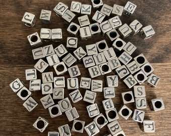 Sterling large hole Letter beads - lot of 88 pcs