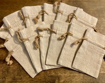 Burlap tie top gift bags, set of 12