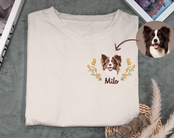 Custom EMBROIDERED Pet Shirt Pet Photo + Name Custom Dog Shirt Personalized Dog Shirt Custom Dog T Shirt Dog Mom Gift