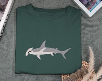 Embroidered Hammerhead Shark T-shirt Retro Hammerhead Shark Shirt Whale Shark Shirt Marine Ocean Shirt Gift for Her