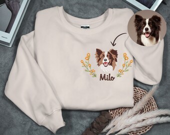 Custom Dog Portrait Embroidered Sweatshirt Custom Pet Sweater Embroidered Photo Sweatshirt Dog Embroidery Shirt Gifts