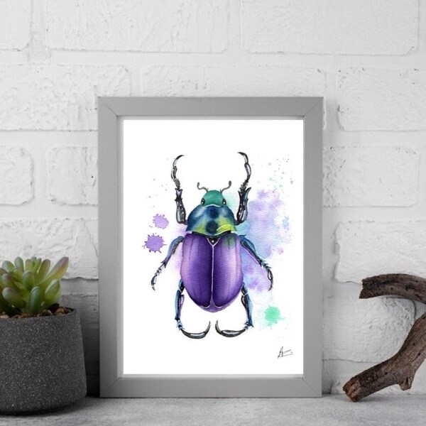 Print Kever / insect handgeschilderde Aquarel A4 A5 verdere formaten in overleg