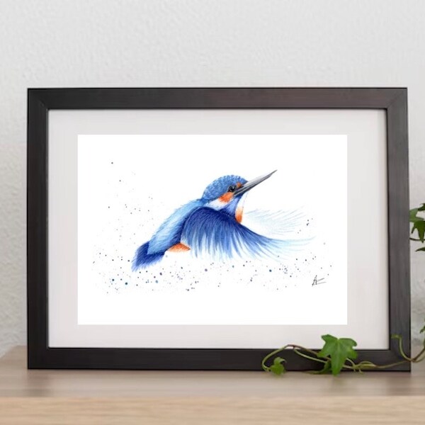 Print ijsvogel handgeschilderde Aquarel A4 A5 verdere formaten in overleg