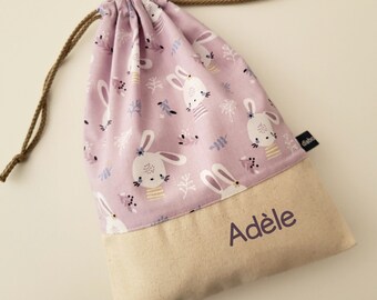 Customizable cuddly bag - Drawstring bag - Rabbits - Parma - multicolored - kindergarten - nanny - slippers