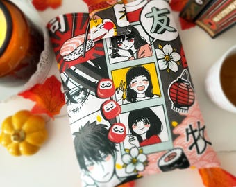 Gourmet Manga & Sushi Book Cover - Padded Paperback and Manga Sleeve - Funny Animated Illustration Book Protector, Geek Gift