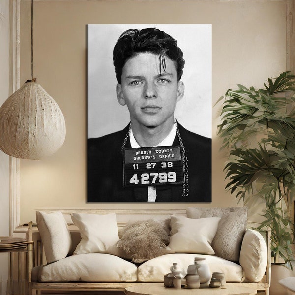 Frank Sinatra Mugshot Canvas Frank Sinatra Canvas Art, Sinatra Print Photography,Art Canvas Poster Wall Decor, Canvas Wall Art Home Handmade