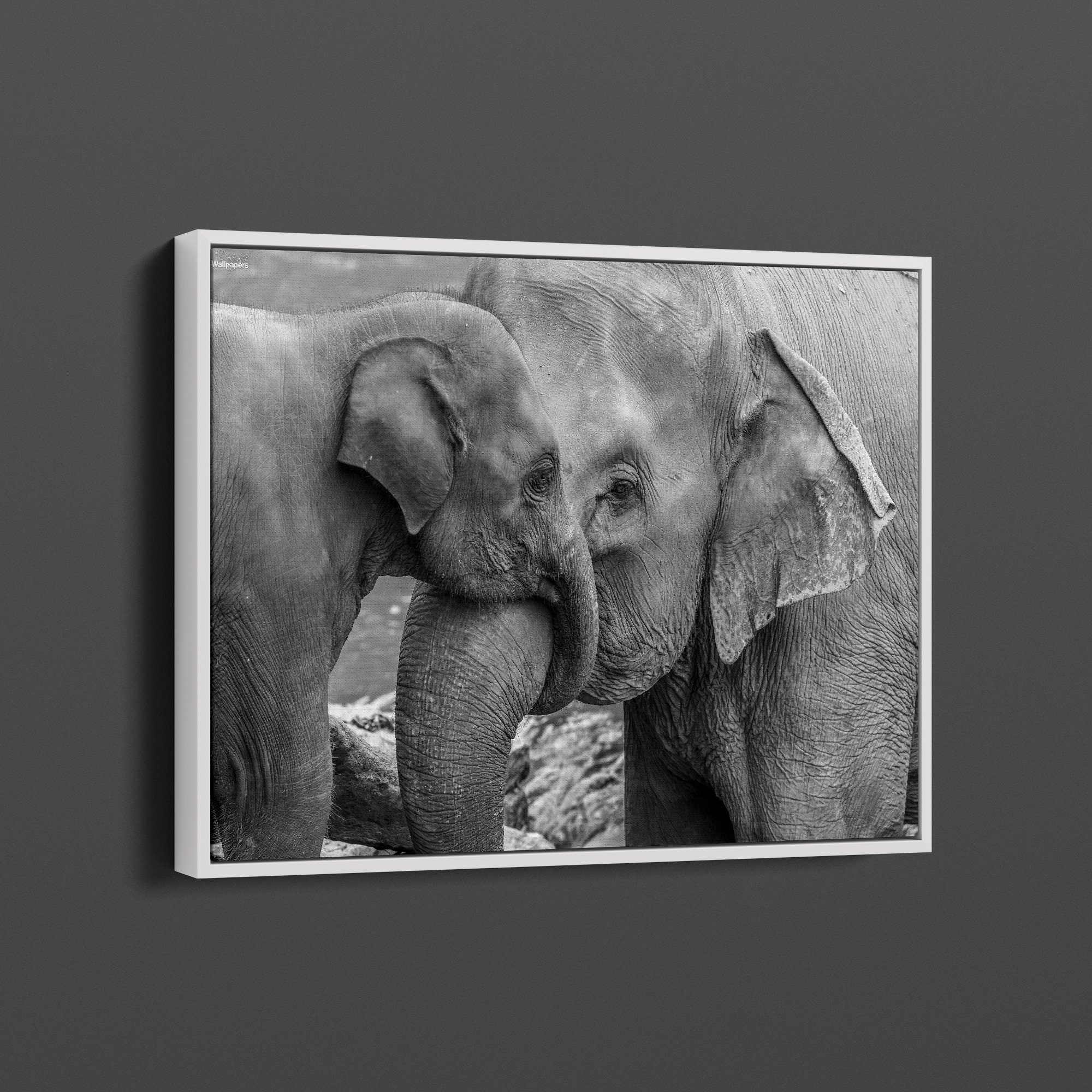 African Elephant Baby and Mom Canvas Wall Art, Elephant Canvas Print ...