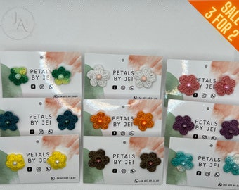 Pendientes de flores de ganchillo hechos a mano - Multicolor