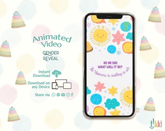 It's a BOY Digital Announcement, Clouds Gender Reveal Evite, Countdown Gender Reveal Video for Social Media, World Blue Baby Announcement