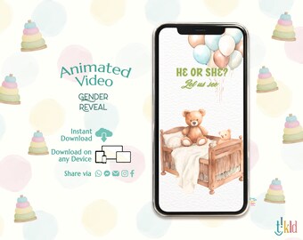 It's a BOY Digital Announcement, Crib Gender Reveal Evite, Cradle Countdown Gender Reveal Video for Social Media, Nursery Baby Announcement