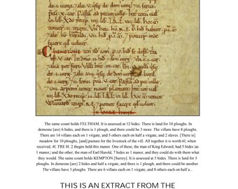 Domesday Book - MIDDLESEX towns and villages. Original Latin description, English translation & glossary. Perfect local history gift.