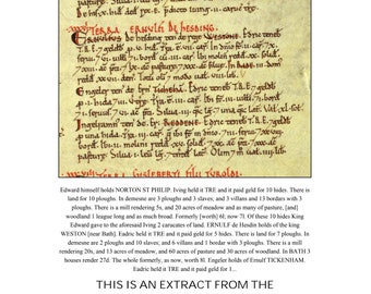 Domesday Book - SOMERSET towns and villages. Original Latin description, English translation & glossary. Perfect local history gift.