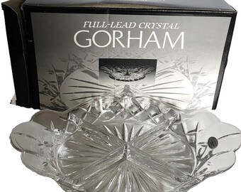 Gorham King Edward Relish Dish 4 Part Full Lead Crystal C472 12"x7"x2" New