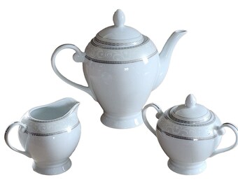 T. Limoges Tea Pot w/lid, Creamer, Sugar Bowl w/lid Lorren Hometrends- Lorenzo