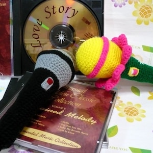Toy Crochet Pattern Amigurumi Crochet Microphone Crochet Pattern PDF Instant Download Microphones (Regular Style and Flower Style)