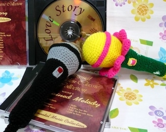 Toy Crochet Pattern Amigurumi Crochet Microphone Crochet Pattern PDF Instant Download Microphones (Regular Style and Flower Style)