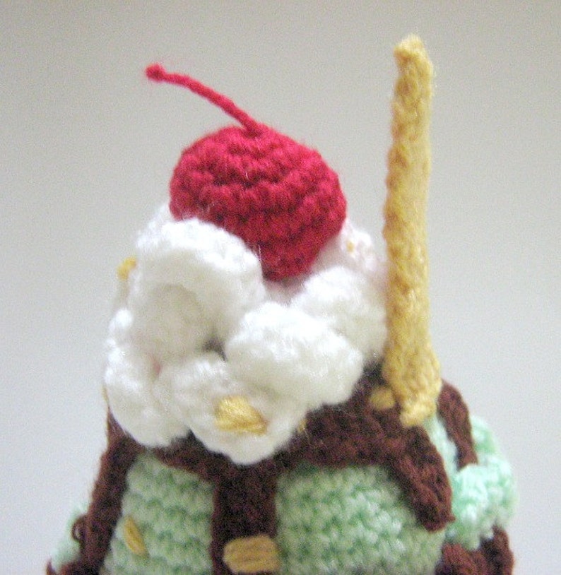 Sundae Crochet Pattern Dessert Pattern Crochet Food Pattern PDF Instant Download No-Glass Tall Minty Chocolate Ice Cream Sundae image 5