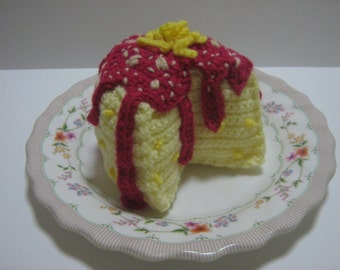 Crochet Food Pattern Cake Crochet Pattern PDF Instant Download Lemon Cake with Raspberry Jam