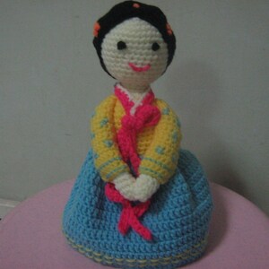 Korean Lady Crochet Pattern Amigurumi Crochet Pattern Pdf Instant Download Lady Hea in Korean Traditional Dress Hanbok image 2