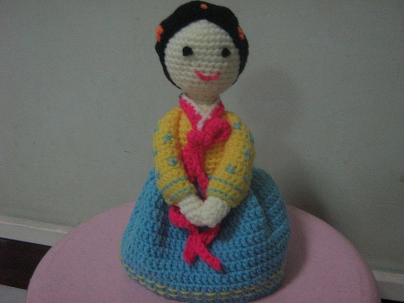 Korean Lady Crochet Pattern Amigurumi Crochet Pattern Pdf Instant Download Lady Hea in Korean Traditional Dress Hanbok image 2