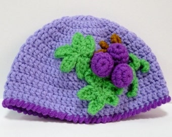 Beanie Crochet Pattern Crochet Accessories Pattern Hat Pattern PDF Instant Download Purple Grapes Hat or Beanie