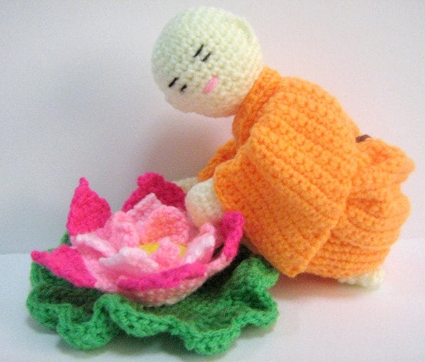 30 Lotus Flower Crochet Patterns for Beautiful Decor, Gifts, and Giftable Makes 10 Monk and Lotus Amigurumi Crochet Pattern