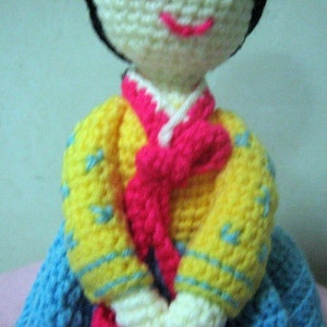 Korean Lady Crochet Pattern Amigurumi Crochet Pattern Pdf Instant Download Lady Hea in Korean Traditional Dress Hanbok image 3