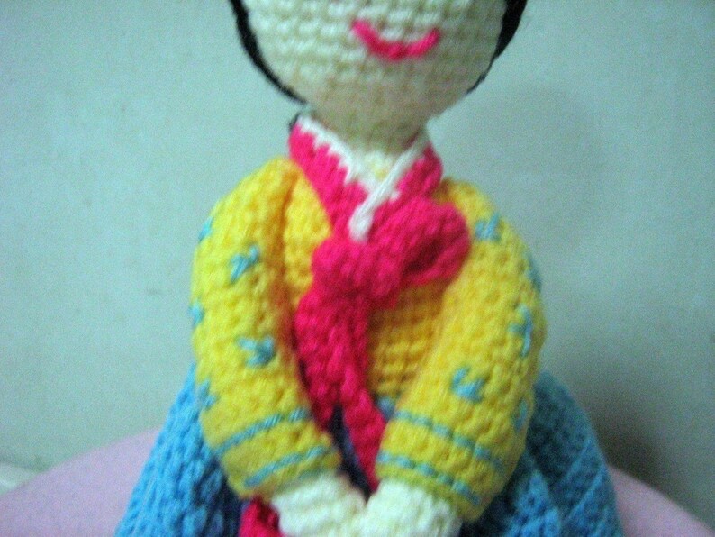 Korean Lady Crochet Pattern Amigurumi Crochet Pattern Pdf Instant Download Lady Hea in Korean Traditional Dress Hanbok image 3