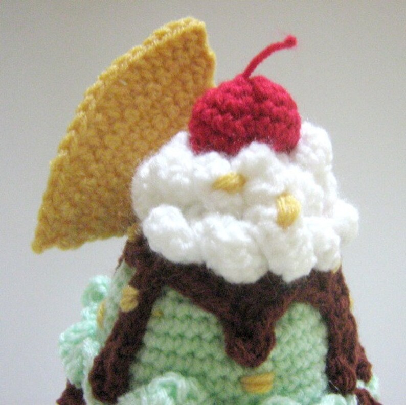 Sundae Crochet Pattern Dessert Pattern Crochet Food Pattern PDF Instant Download No-Glass Tall Minty Chocolate Ice Cream Sundae image 2