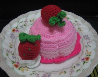 Crochet Food Pattern Dessert Crochet Pattern PDF Instant Download Strawberry Pudding