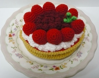 Pie Crochet Pattern Dessert Food Pattern PDF Instant Download Red Currants and Strawberries Pie