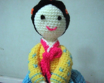 Korean Lady Crochet Pattern Amigurumi Crochet Pattern Pdf Instant Download Lady Hea in Korean Traditional Dress (Hanbok)