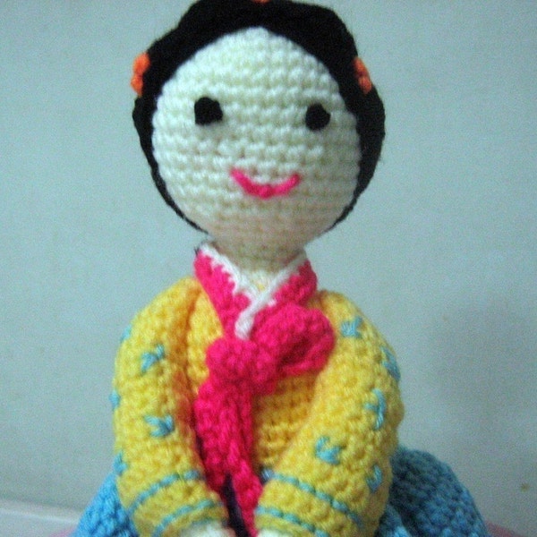 Korean Lady Crochet Pattern Amigurumi Crochet Pattern Pdf Instant Download Lady Hea in Korean Traditional Dress (Hanbok)