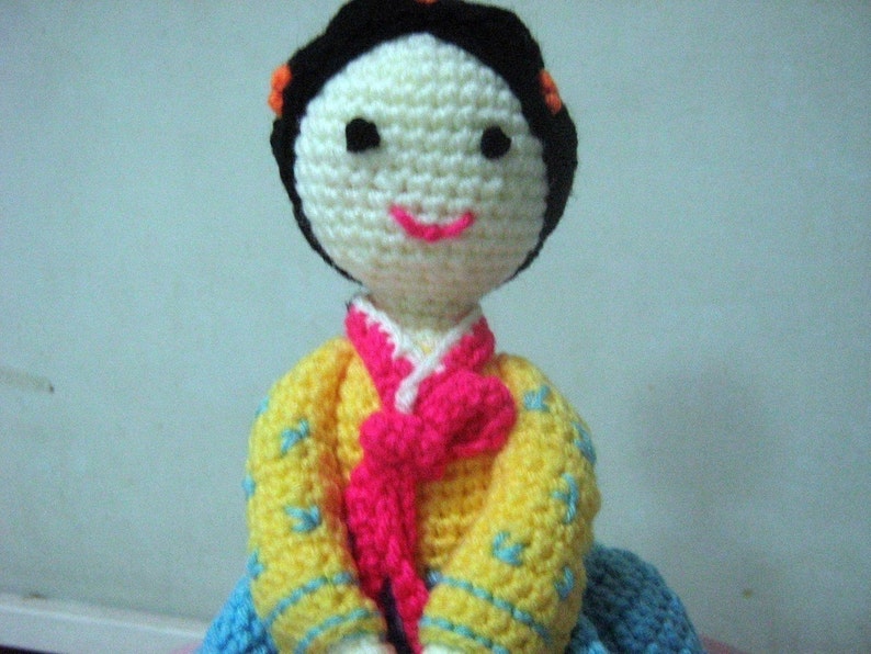 Korean Lady Crochet Pattern Amigurumi Crochet Pattern Pdf Instant Download Lady Hea in Korean Traditional Dress Hanbok image 1