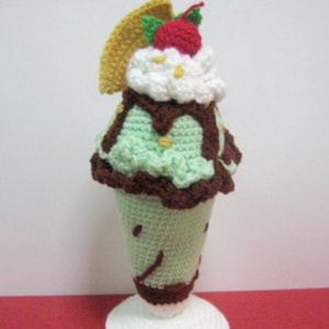 Sundae Crochet Pattern Dessert Pattern Crochet Food Pattern PDF Instant Download No-Glass Tall Minty Chocolate Ice Cream Sundae image 1