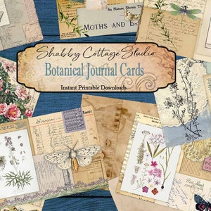 DIGITALE botanische Journal Karten - Junk Journal Ephemera - Digital Download Papier Handwerk - Journaling Karten Printable - Printable Blumen Karten