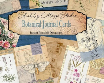 DIGITAL Botanical Journal Cards - Junk Journal Ephemera - Digital Download Paper Craft - Journaling Cards Printable - Printable Flower Cards