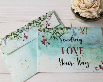 Instant Download  Digital  Blank Card with Envelope - Printable Greeting Card - Ready to Print and Cut - Sending Love Sentiment