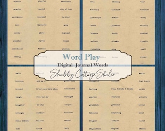 Journal Words - Collage Sheet - Printable Inspirational Words - Mix and Match Words - Junk Journal Mixed Media and Scrapbooking