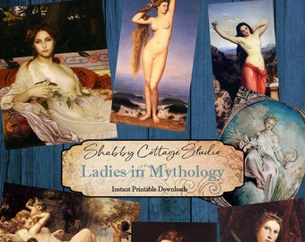 Digital Collage Sheet Ladies in Mythology  - Printable Download - Junk Journal Ephemera - Scrapbook Ephemera for Paper Lovers