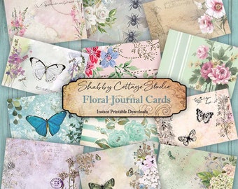 Floral Journal Cards - Digital Ephemera for Junk Journals - Paper Craft - Journaling Cards Printable - Flower Ephemera
