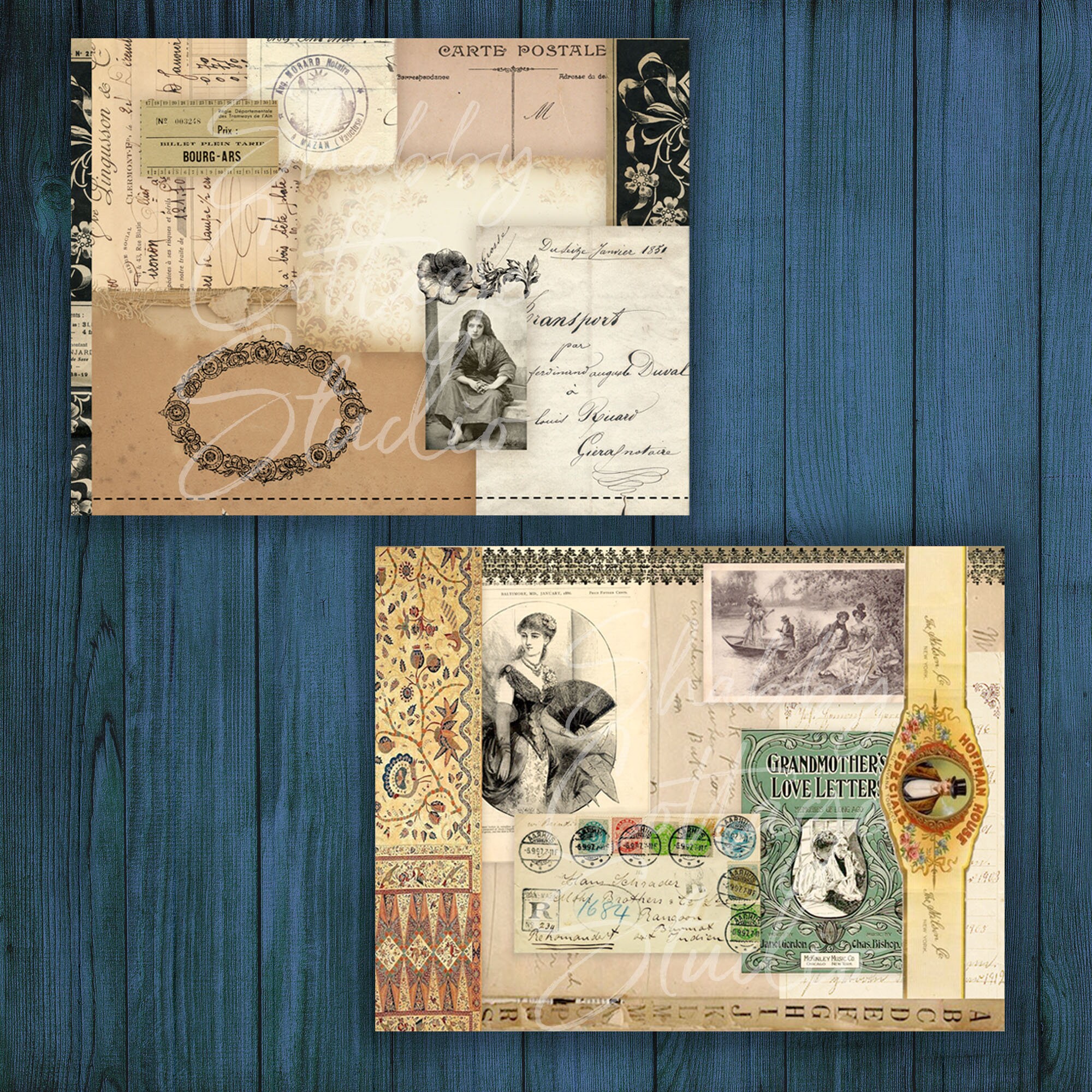 Ephemera Collage Papers 3 - Printable Paper Pack - Instant Digital ...