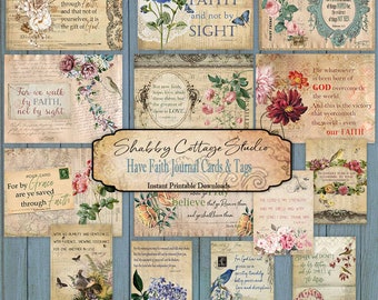 Printable Scripture Journal Cards - Scripture Tags - Digital Download KJV Bible Quotes -  Faith Journaling Cards and Tags - Bible Journaling