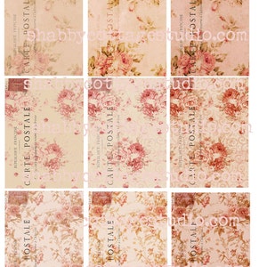 INSTANT DOWNLOAD DIGITAL aTc Sfondi Tags Shabby Floral Cartoline Francesi