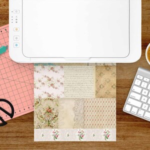 Printable Vintage Wallpaper Variations Digital Papers for Junk Journals Download and Print Small Print Wallpaper Pages image 7